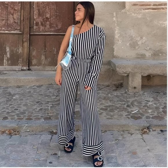 BLOGGER'S FAVE! Zara 2 Piece Striped Pants And Shirt Set NWT - Picture 5 of 16